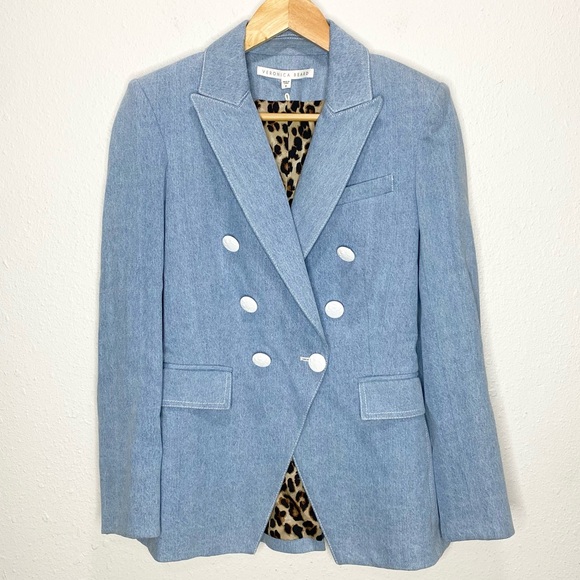 Veronica Beard Miller Dickey Denim Blazer Jacket 4 - Picture 5 of 11